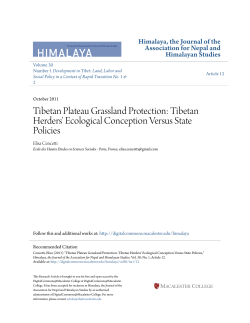 Tibetan Plateau Grassland Protection: Tibetan Herders` Ecological
