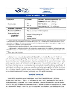 aluminum fact sheet - Water Quality Association