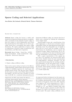 Sparse Coding and Selected Applications - Institut f&uuml;r Neuro
