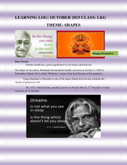 LEARNING LOG: OCTOBER 2015 CLASS: LKG THEME: SHAPES