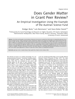Does Gender Matter in Grant Peer Review?