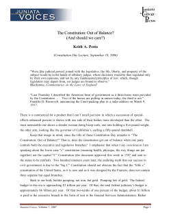 The Constitution: Out of Balance? (And should we care?)