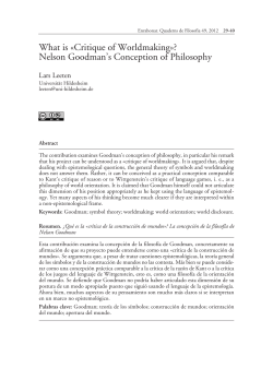 Critique of Worldmaking&raquo;?