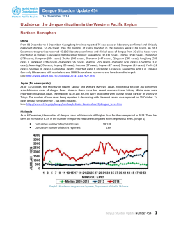 Dengue Situation Update 454 Update on the dengue situation in the
