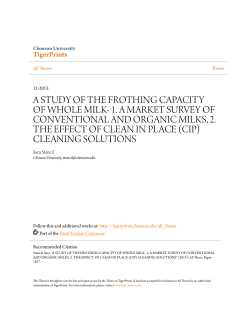 a study of the frothing capacity of whole milk- 1. a