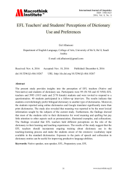 EFL Teachers` and Students` Perceptions of Dictionary Use and