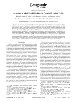 Interactions of Alkali Metal Chlorides with Phosphatidylcholine