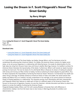 Losing the Dream in F. Scott Fitzgeraldˇs Novel The Great Gatsby