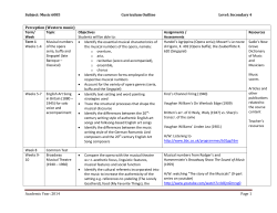 Subject: Music 6085 Curriculum Outline Level: Secondary 4