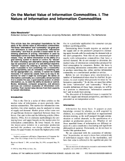 On the market value of information commodities. I. The nature of