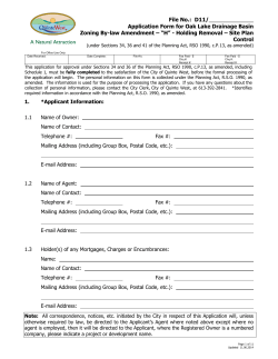 Oak Lake Drainage Basin - The City of Quinte West