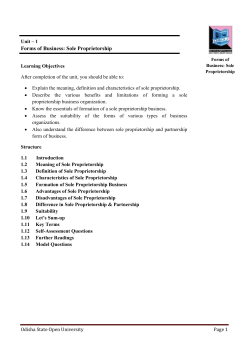Forms of Business: Sole Proprietorship