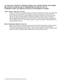 student understanding of atomic bonds and their relation to