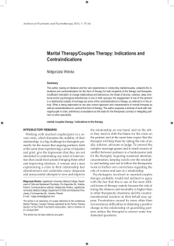 Marital Therapy/Couples Therapy: Indications and Contraindications
