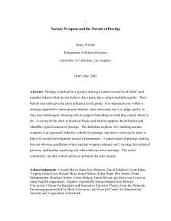 Nuclear Weapons and the Pursuit of Prestige