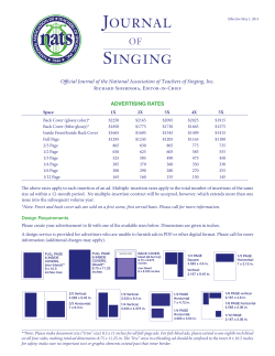 Journal of Singing Specs/2015-16 Media Kit
