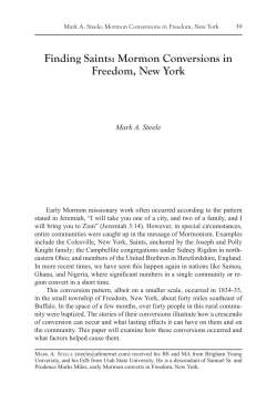 Finding Saints: Mormon Conversions in Freedom, New York