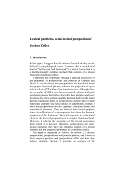 Lexical particles, semi-lexical postpositions. In