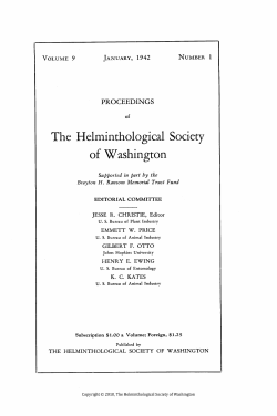 Proceedings of the Helminthological Society of