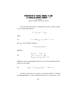 REPRESENTATION OF NATURAL NUMBERS AS SUMS OF