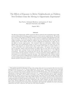 New Evidence from the Moving to Opportunity Experiment