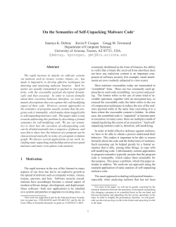 On the Semantics of Self-Unpacking Malware Code