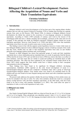 Bilingual Children`s Lexical Development