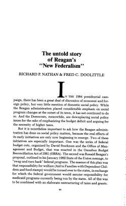 The untold story of Reagan`s "New Federalism"