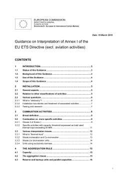 Guidance on interpretation of Annex I of the EU ETS Directive