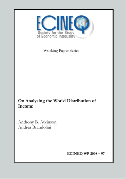 On Analysing the World Distribution of Income Anthony B