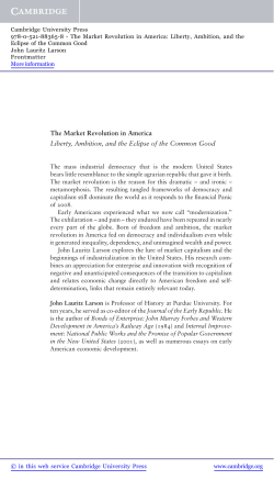 The Market Revolution in America Liberty, Ambition, and the Eclipse
