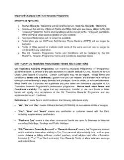 Important changes to the Citi Rewards