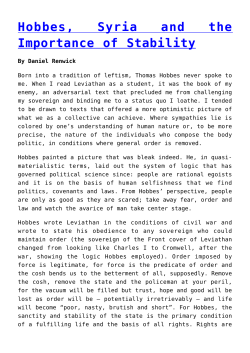Hobbes, Syria and the Importance of Stability