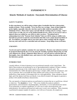 EXPERIMENT 9 Kinetic Methods of Analysis: Enzymatic