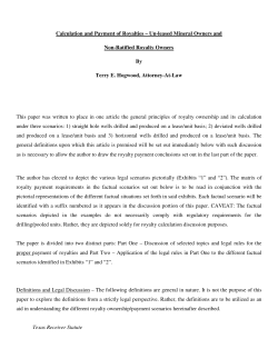 Calculation and Payment of Royalties &ndash; Un
