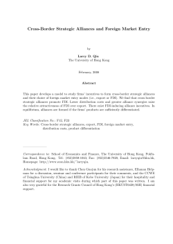 Cross-Border Strategic Alliances and Foreign Market Entry