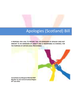 Apologies (Scotland) Bill - Parliamentary and Health Service