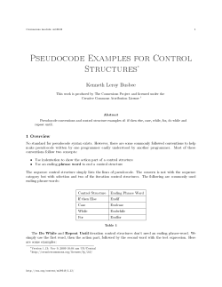 Pseudocode Examples for Control Structures&lowast;