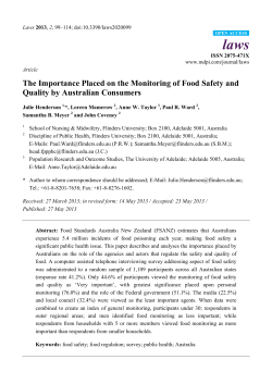The Importance Placed on the Monitoring of Food Safety and Quality