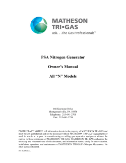 PSA Nitrogen Generator Owner`s Manual All &ldquo;N&rdquo; Models