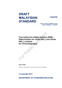 Edible-birdnest (EBN): - Test method for Nitrite (NO2