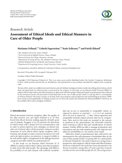Assessment of Ethical Ideals and Ethical Manners in Care of Older