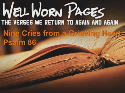Nine Cries from a Grieving Heart Psalm 86
