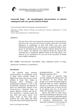 Gasteroid fungi &ndash; the morphological characteristics of selected