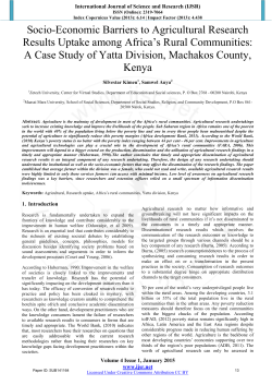 Socio-Economic Barriers to Agricultural Research Results Uptake
