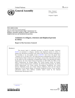 Assistance to refugees, returnees and displaced persons in Africa