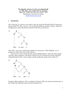 1 The bipartite structure of verbs cross-linguistically