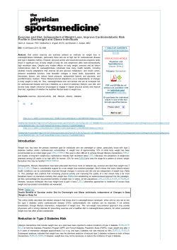 Exercise and Diet, Independent of Weight Loss, Improve