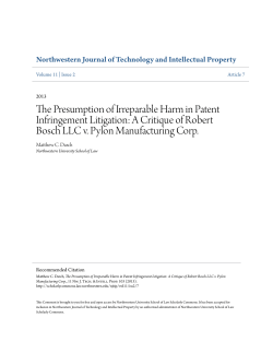 The Presumption of Irreparable Harm in Patent Infringement Litigation