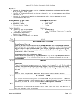 Lesson 3-14 &ndash; Dividing Decimals by Whole Numbers Objectives